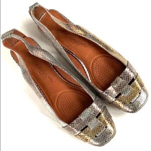 Like New Gentle Souls Metallic Snakeskin Leather Shoes Size 9.5